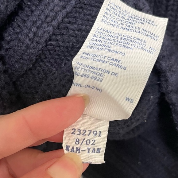 TOMMY HILFIGER Y2K 2002 Chunky Cable Knit Turtleneck Sweater Made in Japan S - Picture 6 of 9